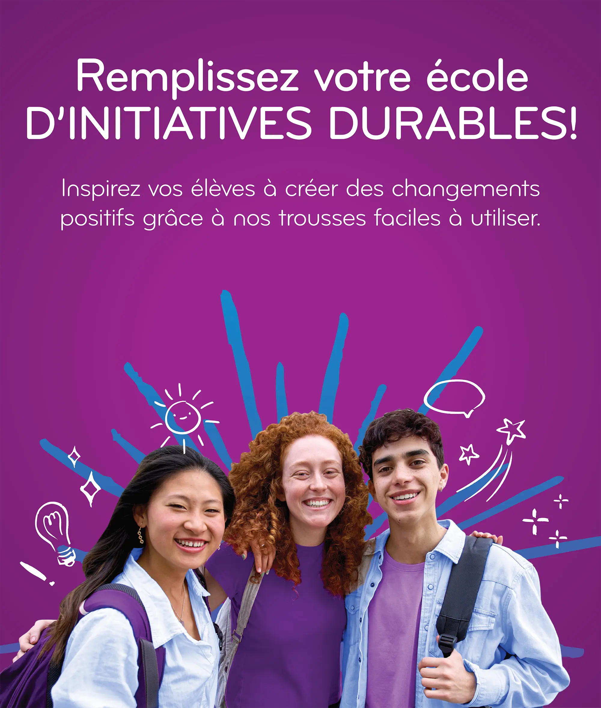 Inspirez vos élèves à créer des changements positifs grâce à nos trousses faciles à utiliser.