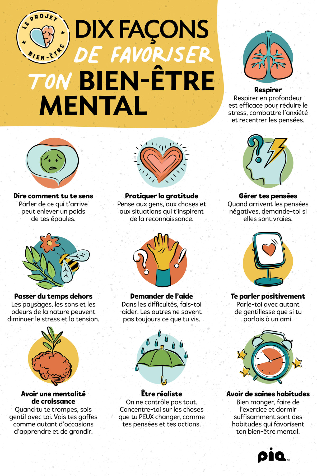 Dix façons de favoriser ton bien-être mental