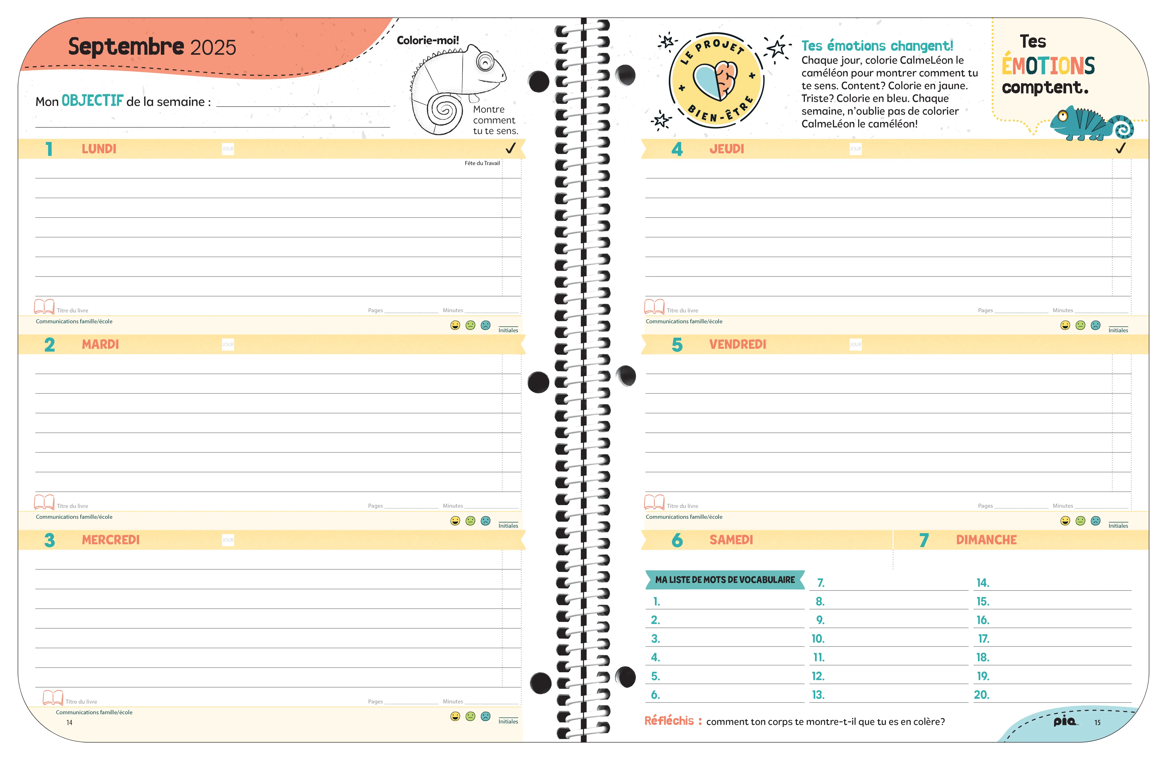 L'agenda scolaire Le projet bien-être, niveau élémentaire