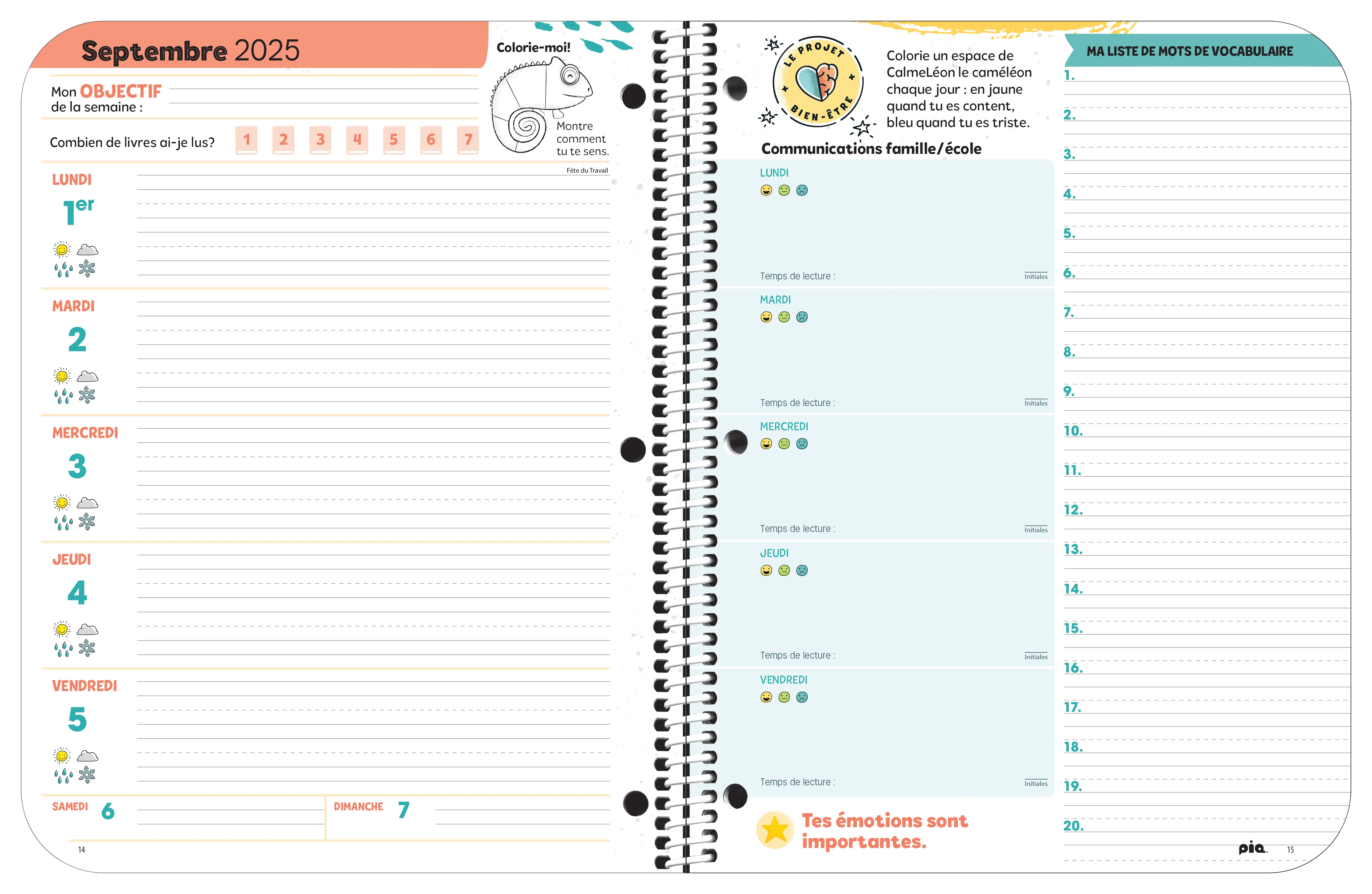 L'agenda scolaire Le projet bien-être, niveau primaire